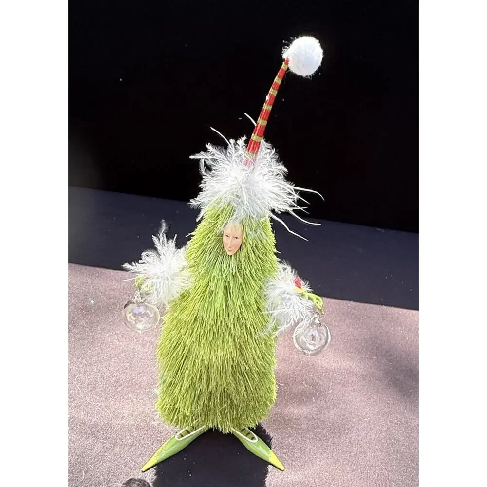 Dept 56 Krinkles Rare Sisal Tree Figure With Globes 9” Tall EUC -K1